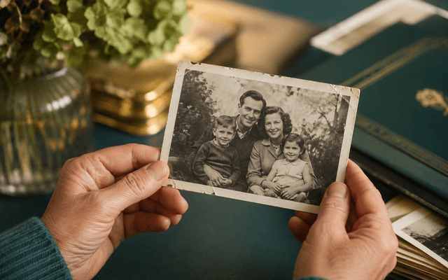 Old family photo being preserved